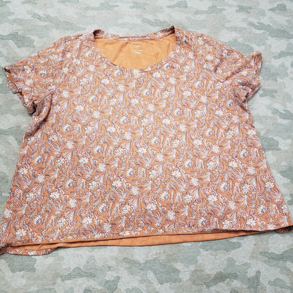 J.Jill Top Womens 2X Plus Orange‎ Pullover Short Sleeve